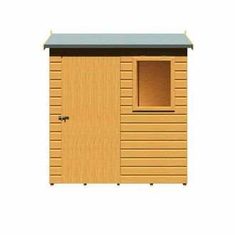 Shires Lewis 6 x 4 Feet Single Door Reverse Apex Style D Shed in Brown