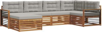 vidaXL Conjunto De Sof&aacute;s De Exterior 6 Uds. Gris Natural Y Claro Vidaxl