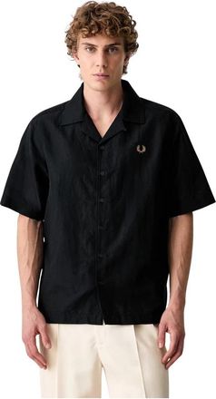 Fred Perry Short Sleeve Shirts - Heren - Korte mouwen Overhemden - Zwart - S - Overhemden