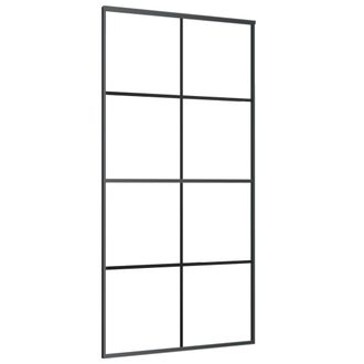 vidaXL Vidaxl - Puerta Corredera Vidrio Esg Y Aluminio Negro 102,5x205 Cm