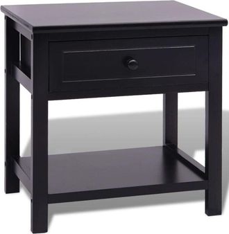 vidaXL Mesita De Noche De Madera Negro Vidaxl