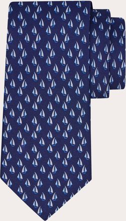 Ferragamo Men Nautical print silk tie Blue