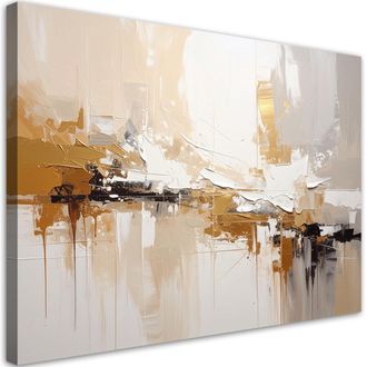 Feeby Cuadro En Lienzo Abstracci&oacute;n En Tonos C&aacute;lidos De Beige 100x70
