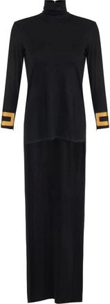 Elisabetta Franchi Top van glanzende jerseystof - Dames - Jurken - Zwart - Maat: M Jersey