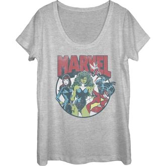 MARVEL Womens Marvel Women Group Circle Shot Scoop Neck in Athletic Heather at Nordstrom, Size X-Large