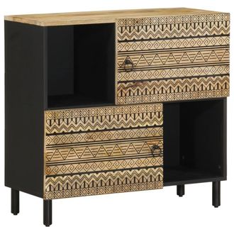 Berkfield Home Sideboard 80x33.5x75 cm Solid Rough Wood Mango in Brown