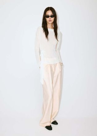 Mango Pullover maglia sottile fiocco bianco sporco - Donna - XXS - MANGO