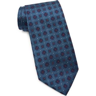 Brooks Brothers Neat Floral Silk Blend Tie in Turquoise at Nordstrom Rack
