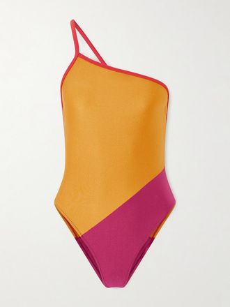 Saint Laurent Costume Da Bagno Monospalla Color-block - Arancione