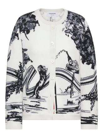 Thom Browne Hector intarsia toile cardigan - White