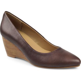 National Comfort Wedge Pump in Brown Leather at Nordstrom, Size 10