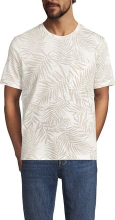 Lands End Short Sleeve Cotton Linen Tee in Pumice Stone Palm at Nordstrom, Size Xx-Large