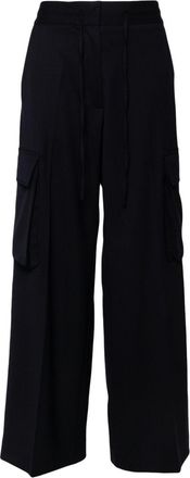 P.A.R.O.S.H. gabardine cargo trousers - women - Elastane/Virgin Wool - M - Blue