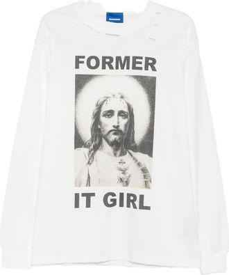 Dagger Distressed Graphic-print T-shirt