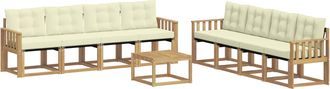 vidaXL Conjunto De Sof&aacute;s De Exterior 9 Uds. Blanco Y Crema Vidaxl