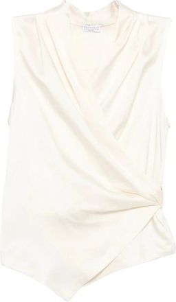 Brunello Cucinelli Brunello Cucinelli, Blouses, female, Beige, Size: M Mb179Eg906 Sleeveless Wrap Top