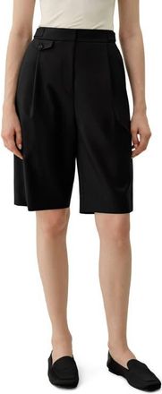 LilySilk Wool-Silk Bermuda in Black at Nordstrom, Size 14