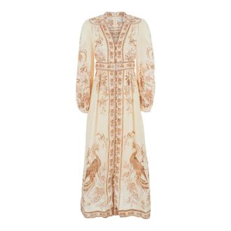 Zimmermann Indra Plunge Midi Dress - female - Zimmermann - Maxi Dresses - Multicolor - S - Dresses