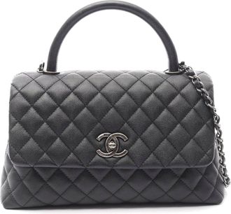 Chanel Coco Handle Flap Bag Black Leather