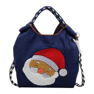 Generic Cymwer Santa Clause Top Handle Handbag Large Capacity Tote Bag for Women Daily (Blue)
