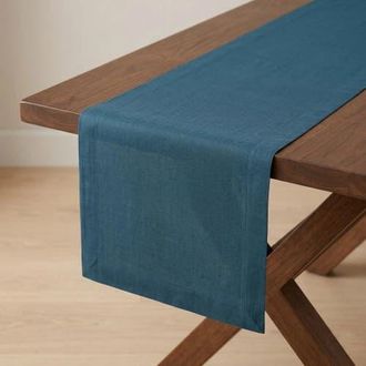 Solino Home Linen Table Runner for Dining Table, Holiday and Everyday Table Decor - Fete in Peacock Blue at Nordstrom, Size Xx-Small
