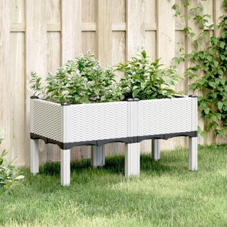 vidaXL Garden Planter with Legs White 80x40x42 cm PP vidaXL