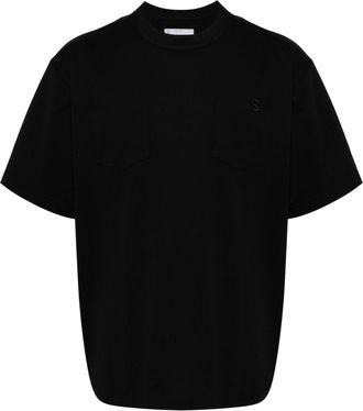 sacai logo-embroidered T-shirt - men - Cotton - 1 - Black