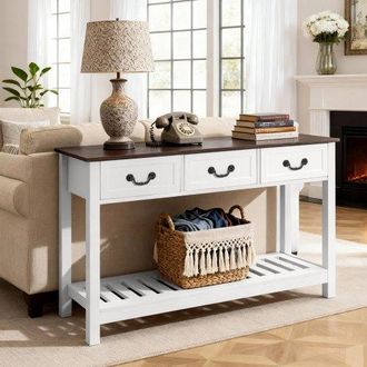 OEM Mesa Consola/mesa Auxiliar Rectangular Estrecha, Con Cajones Y Compartimento De Almacenamiento, Para Recibidor, Dormitorio, Sal&oacute;n, Vest&iacute;bulo O Recibid