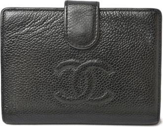 Chanel Black Grained Calfskin Wallet (Bi-Fold) (Pre-Owned)