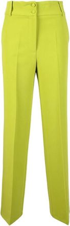 Access Fashion Gerecyclede Polyestermix Slim Fit Broek - Dames - Straight fit broeken - Groen - S - Polyester - Broeken