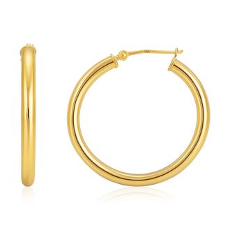MAX + STONE 14k Gold Yellow or White Gold in 20MM, 25MM and 30MM Tube Hoop Earrings
