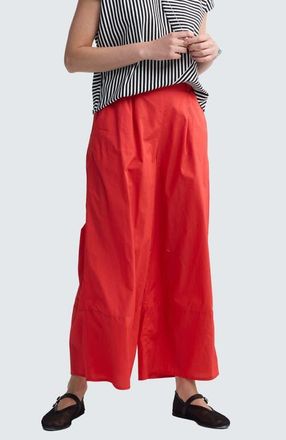 Luukaa D'Celli Elinea Printed Poplin Wide-Leg Pants in Mandarin Red at Nordstrom, Size 18