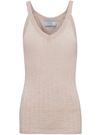 Prada ribbed cashmere tank top - women - Cashmere - 46 - Neutrals