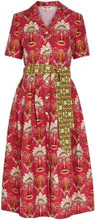 Emporio Sirenuse Claudia Printed Linen and Cotton-blend Midi Shirt Dress - Red - 48 (UK16 / XL)