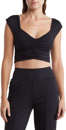 Free People FP Movement Breathe Deeper Crop Top in Black at Nordstrom, Size X-Small