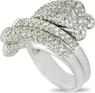 Bespoke White Gold Diamond Bypass Ring 3.22ct