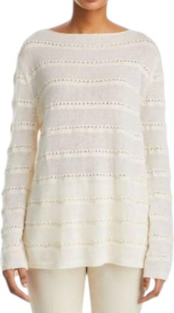 Lafayette 148 New York Womens Bateau Sweater In Cloud Metallic