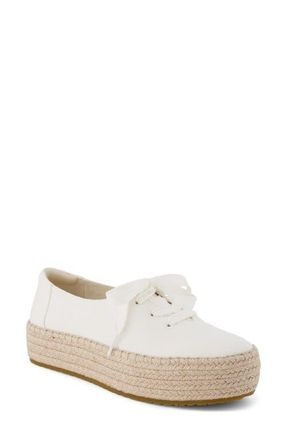 Toms Valencia Lace-Up Platform Espadrille in White at Nordstrom, Size 6.5