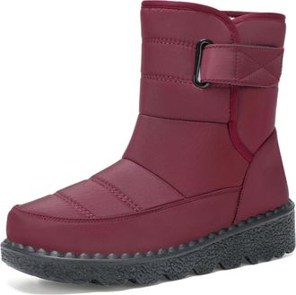Generic Womens Winter Warm Waterproof Snow Boots, Winter Warm Plush Boots, Cotton Shoes (Red, Shoe Size, Adult, Women, 5.5, Numeric, UK Footwear Size System, 