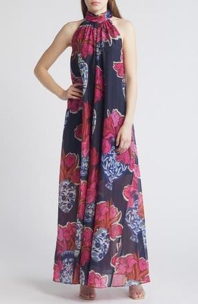 Ted Baker Kinosei Floral Organza Maxi Dress in Dark Blue at Nordstrom Rack, Size 3