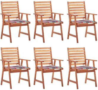vidaXL Vidaxl - Sillas Comedor De Jard&iacute;n Y Cojines 6 Uds Madera Maciza Acacia