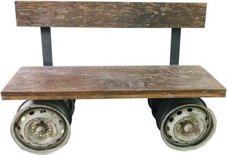 Wanderlust Deco Wanderlust Deco - Banco De Madera Y Metal Marr&oacute;n 142x44x98