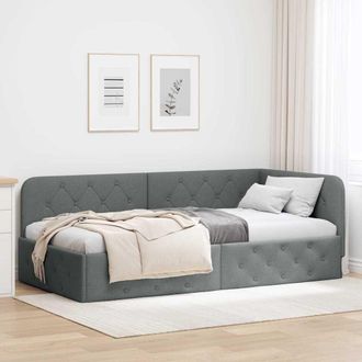 vidaXL Vidaxl Cornice Del Letto Ad Angolo Grigio Scuro 90 X 200 Cm Tessuto