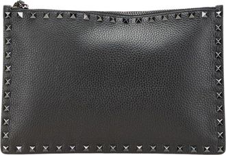 Valentino Black Leather Clutch Bag (Pre-Owned)