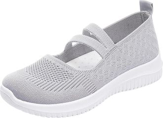 Generic Womens Slip On Trainers Comforble Walking Shoes Stylish Breathable Lightweight Classic Casual Orthopedic Sneakers Running Sports Gym Gray