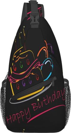 Generic Colorful Happy Birthday Cake Sling Bag Adjustable Cross Body Bag Trendy Backpack For Shopping Women Men