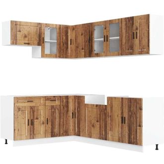 vidaXL Vidaxl - Mueble Cocina Porto Madera Vieja 11 Pzas Madera Contrachapada