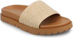 Journee Collection Starr Woven Platform Slide Sandal in Natural at Nordstrom Rack, Size 8.5