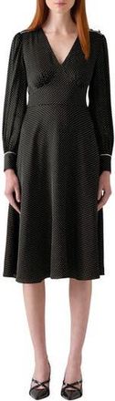 L.k. Bennett Larissa Long Sleeve Midi Dress in Black Cream at Nordstrom Rack, Size 8 Us / 12 Uk