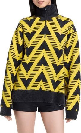 adidas Chevron Knit Half Zip Pullover Sweater in Medium Yellow at Nordstrom Rack, Size X-Small